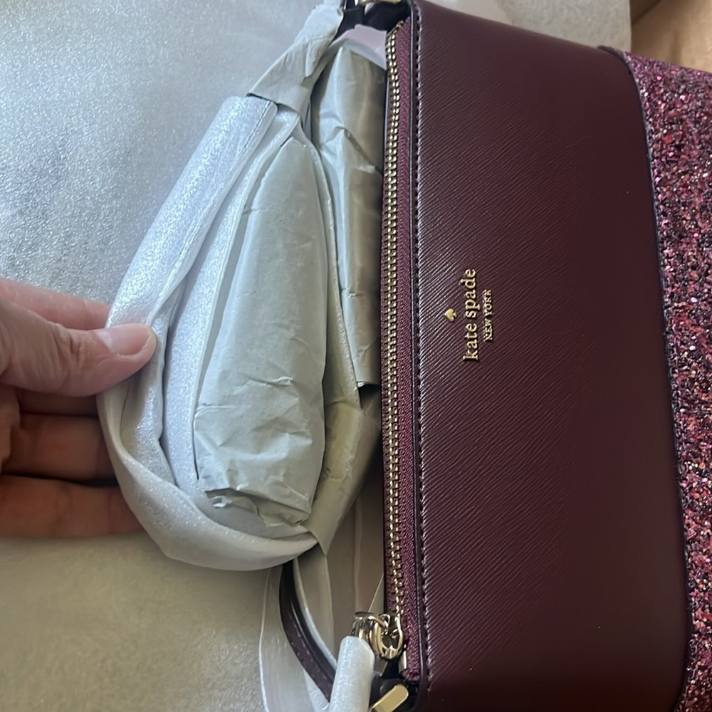 🛑 1 hour sale. NWT. Kate Spade Pink Purple Glitter Crossbody Bag - Picture 14 of 14